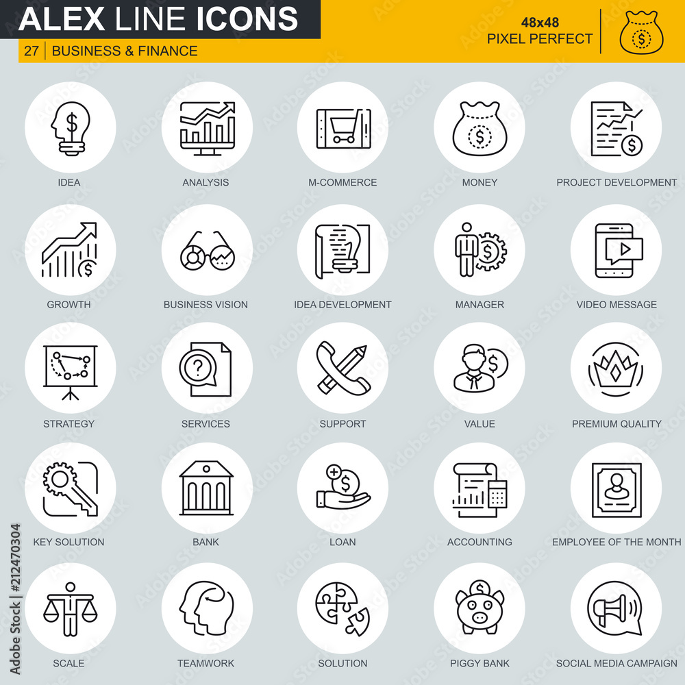 Fototapete thin line business and finance icons set for website and mobile site and apps. contains such icons a