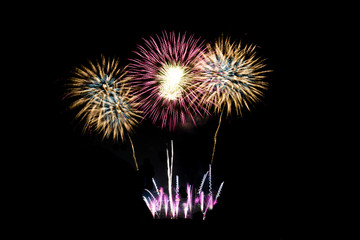 Colorful fireworks in the night sky