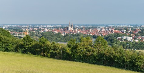 Fototapeta premium Blick zum Dom und über die Altstadt von Regensburg, Deutschland