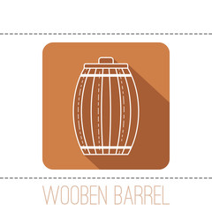 Wooden barrel for beer, water and beverages. Flat icon for site, business. Vector illustration