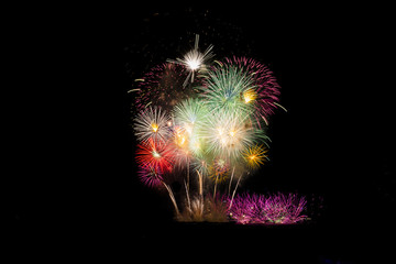 Colorful fireworks in the night sky