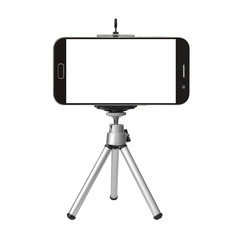 smart phone and tripod isolated on white