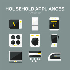 Household Appliances flat icon set