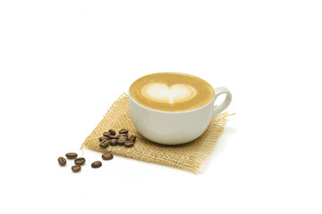 Hot coffee latte isolated on white background
