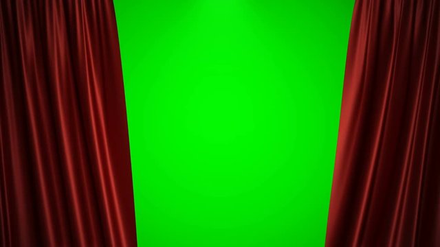 3D Rendering Animation Open And Close Luxure Red Silk, Curtain Decoration Design. Red Stage Curtain For Theater Or Opera Scene Backdrop. Mock-up For Your Design Project