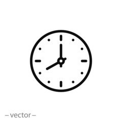 clock icon, time linear sign isolated on white background - editable vector illustration eps10