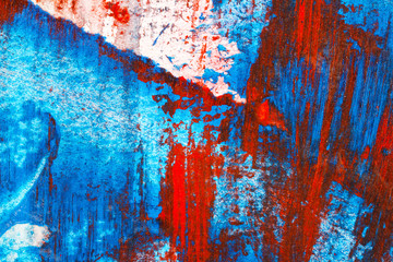 Abstract red and blue hand painted acrylic background