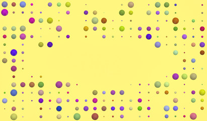 Abstract 3d background with colorful spheres on yellow