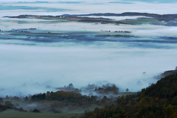 Morgennebel auf der Schwaebischen Alb