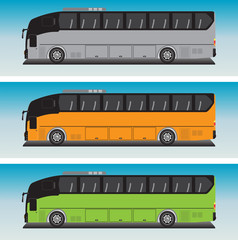 Bus Vector in Blue sky Bacground