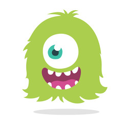Funny cartoon of scary green monster. Vector illustration for Halloween