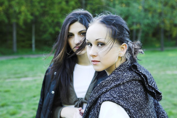 Naklejka premium two girls in park