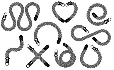 Rope realistic weaving figure set, simple style