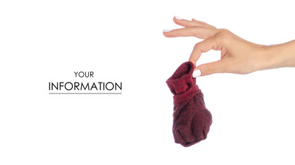 Socks in hands pattern on a white background isolation