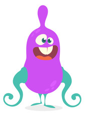 Cute cartoon alien monster with tantacles. Vector illustration