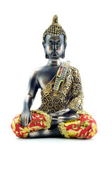Portrait of a Buddha statue isolated on white background