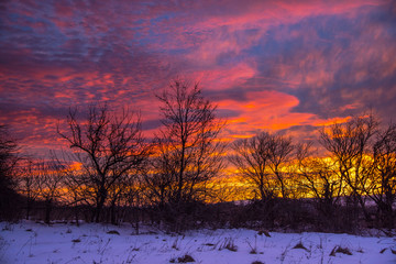 Obraz na płótnie Canvas Fantastic colors of clouds at winter sunrise