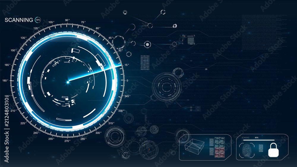 Poster hud. icon. futuristic screen hud concept. digital radar screen. hud futuristic element. futuristic i