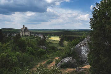 Fototapeta na wymiar Old ruined castle on beautiful landscape