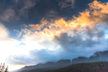 Dramatic clouds on the sky in the wintert