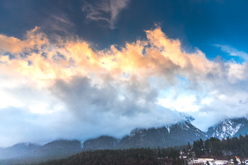 Dramatic clouds on the sky in the wintert