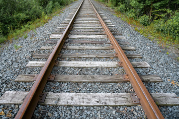 Fototapeta na wymiar Looking down the railroad tracks