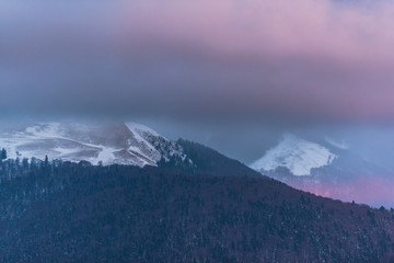 Fototapeta na wymiar View with Baiului Mountains from the Poiana Stanii,Sinaia