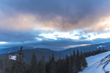 Fototapeta na wymiar Winter in Rarau Mountains, Romania