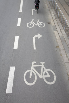 Cycle Path with Cyclist; Copenhagen