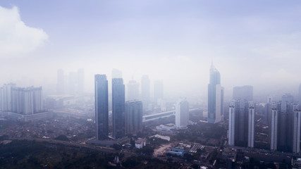 Fototapeta na wymiar Jakarta cityscape covered by air pollution