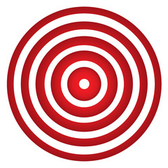 Isolated bold vector red ring from thin to thick. Pain circle. Symbol throbbing pain. Vector EPS 10 illustration for your medical presentation.