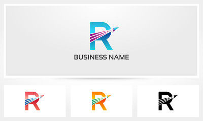R Letter Aviation Arrow Airplane Logo
