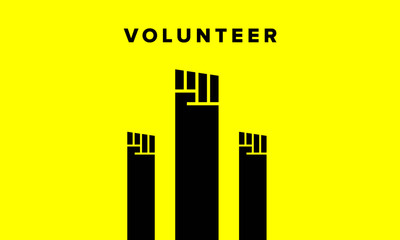 Volunteer for good cause. Volunteering idea. Vector illustration of hand