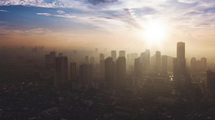 Fototapeta na wymiar Silhouette skyscrapers in downtown Jakarta