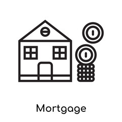 Mortgage icon vector sign and symbol isolated on white background, Mortgage logo concept