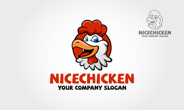 Nice Chicken Vector Logo Template. Chicken head logo illustration. 