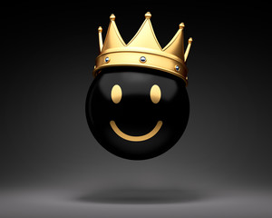 Schwarzer Smiley mit Krone