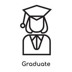 Graduate icon vector sign and symbol isolated on white background, Graduate logo concept