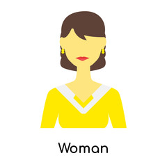 Woman icon vector sign and symbol isolated on white background, Woman logo concept
