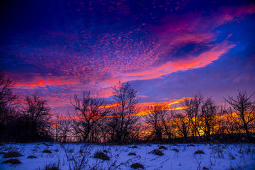 Morning winter sunrise in Sacaramb, Romania