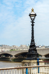 Obraz premium Street Lamp on South Bank of River Thames, London, England, UK