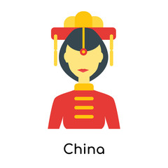 China icon vector sign and symbol isolated on white background, China logo concept