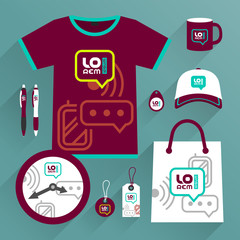 Corporate identity template, uniform and promotional gifts