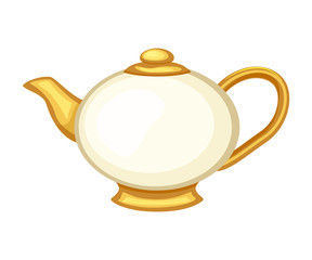 Ceramic teapot vector illustration inflat style. Vector illustra