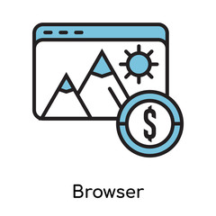 Browser icon vector sign and symbol isolated on white background, Browser logo concept