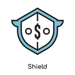 Shield icon vector sign and symbol isolated on white background, Shield logo concept