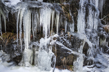 Icicles on the rocks