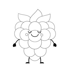 Colorless  funny cartoon raspberry. Vector illustration. Colorin
