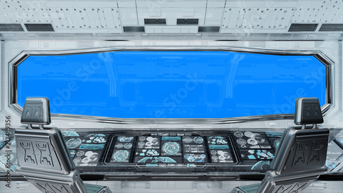 White Clean Spaceship Interior Background 3d Rendering
