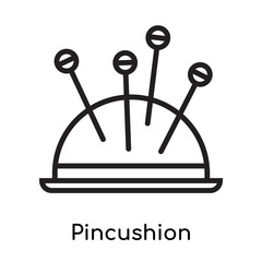 Pincushion icon vector sign and symbol isolated on white background, Pincushion logo concept